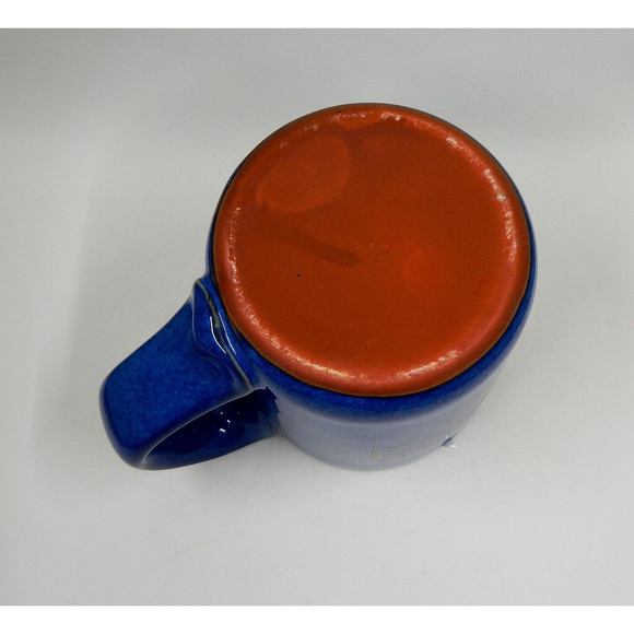 Lefty's Coffee Mug Cup Blue Glazed Pottery Thumb's Up Hazardous Warning - Picture 8 of 8